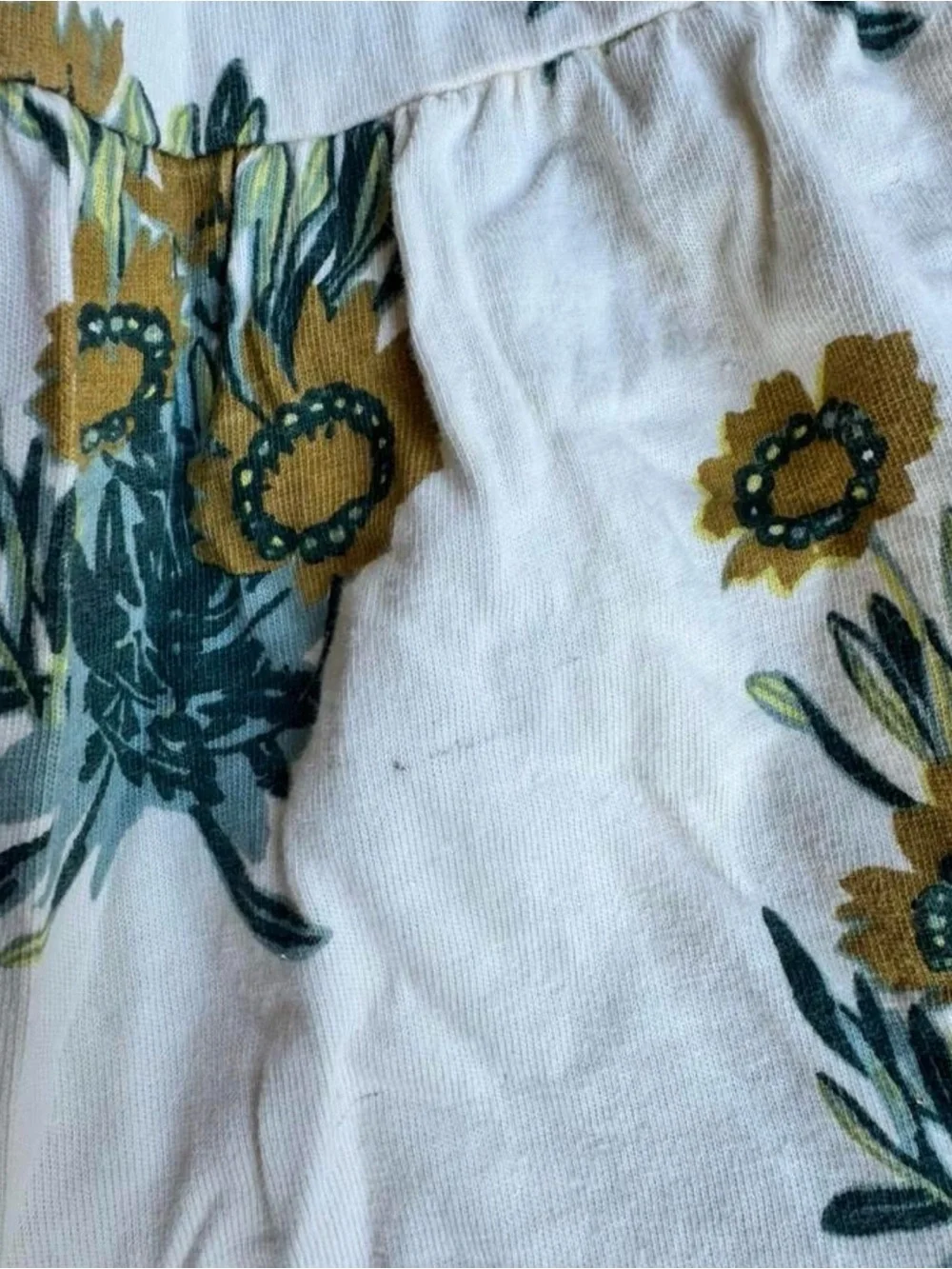 Cream Floral prairie Tiered Dress with Mustard Sunflower Print